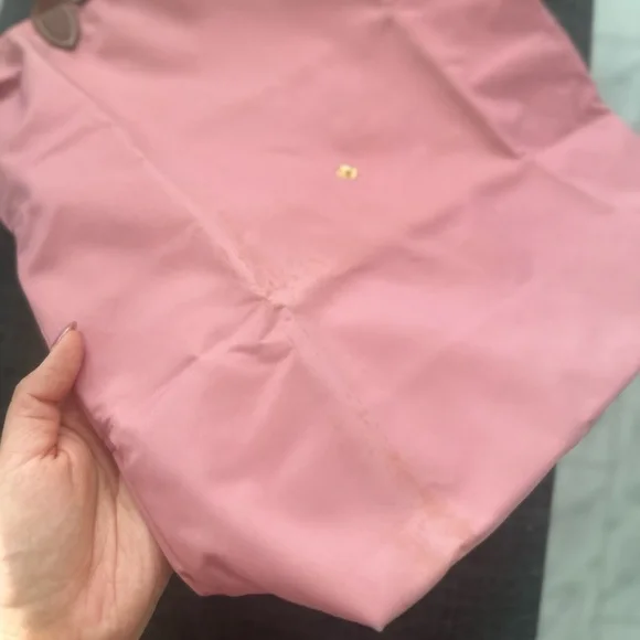 Longchamp Pink Tote Bag with Brown Leather and Zipper Closure - Picture 11 of 16